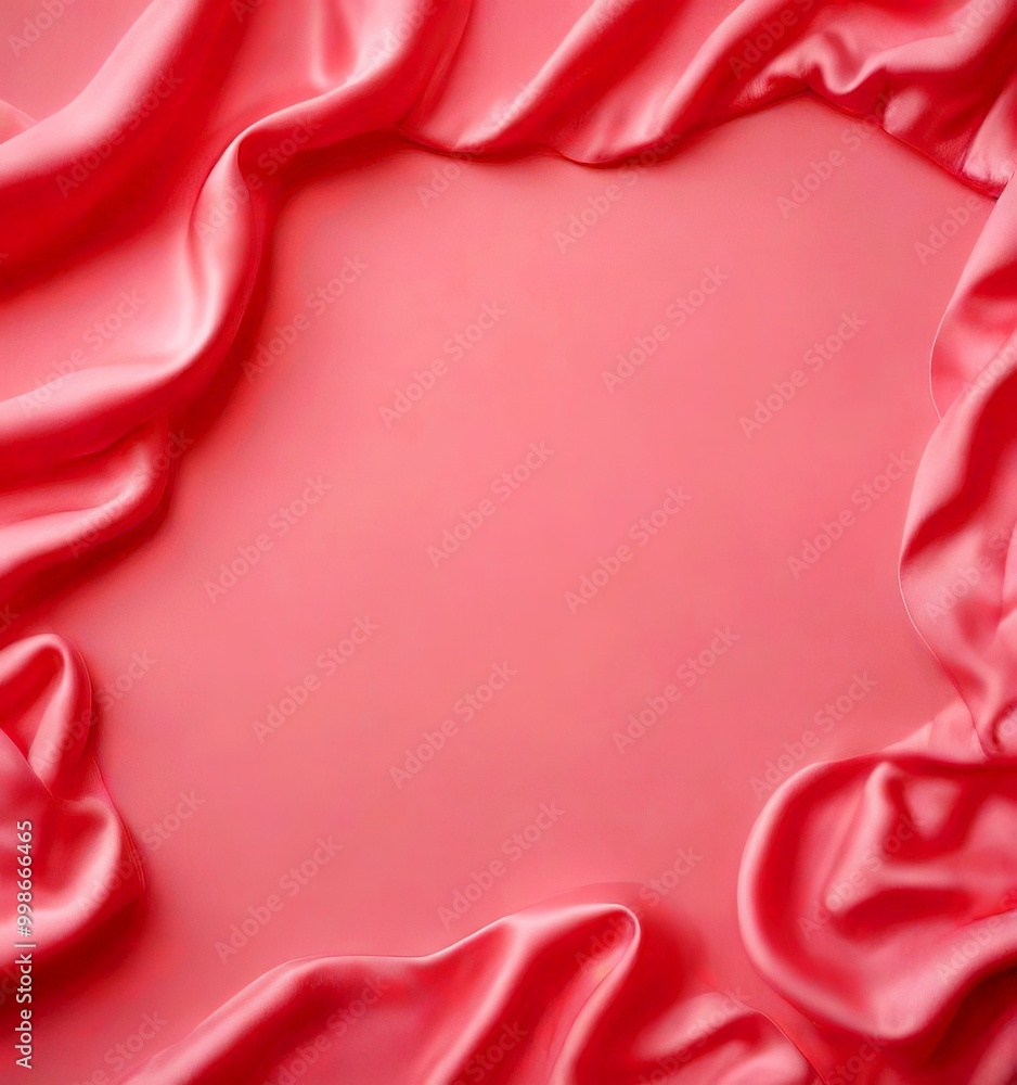 Poster a soft pink background with a frame of flowing, crumpled fabric