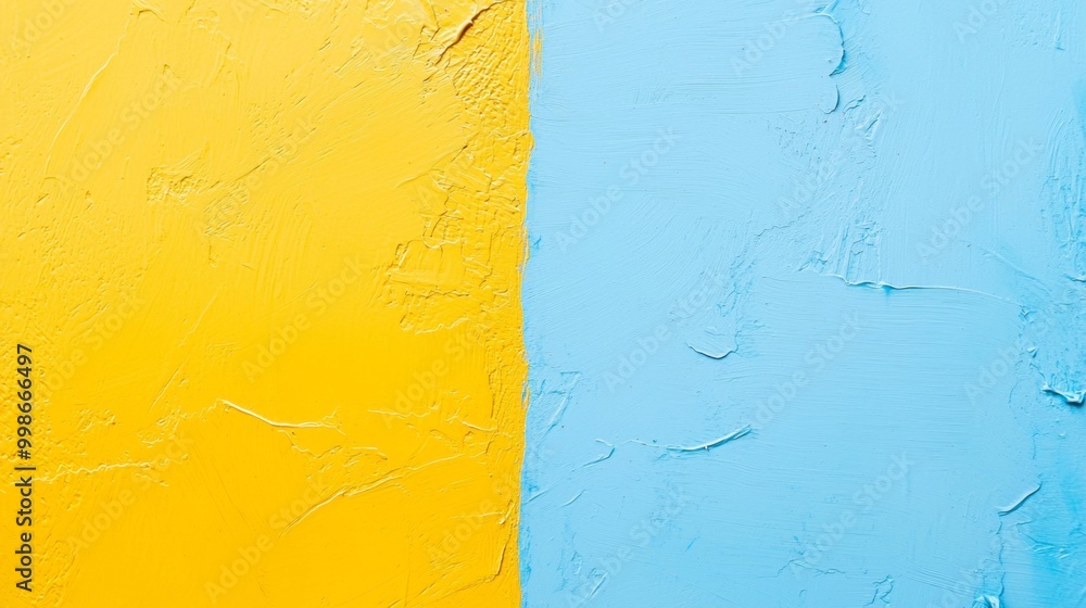 Poster divided vertically with a slightly irregular line, this abstract background features a vibrant yello