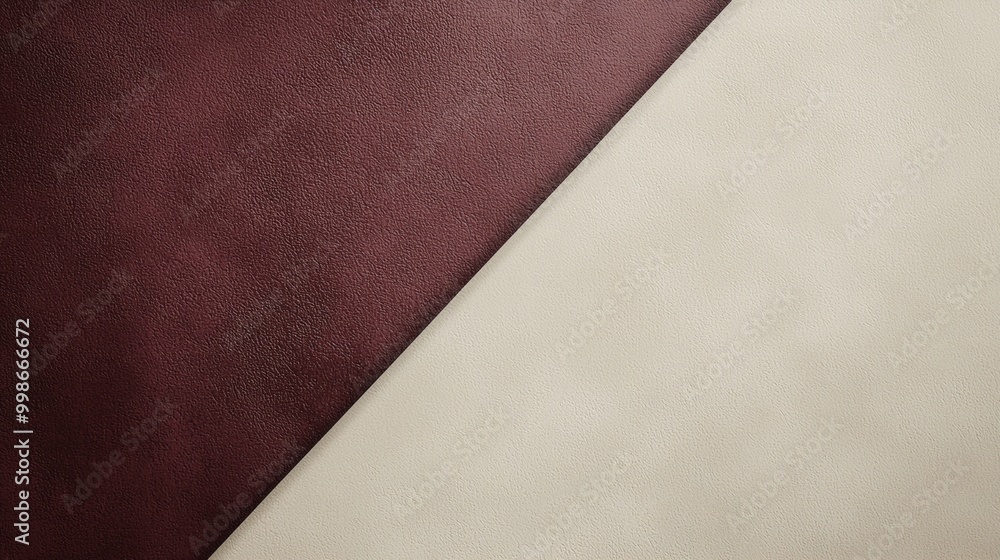 Poster minimalist leather design in burgundy and beige, creating a stylish pattern with a diagonal line. pe