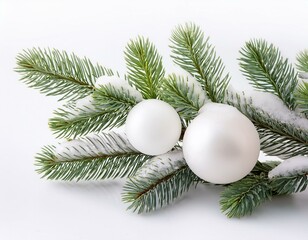 Minimalistischer Tannenzweig mit wei&szlig;er Kugel &ndash; Perfektes Motiv f&uuml;r moderne Weihnachtsdekoration 