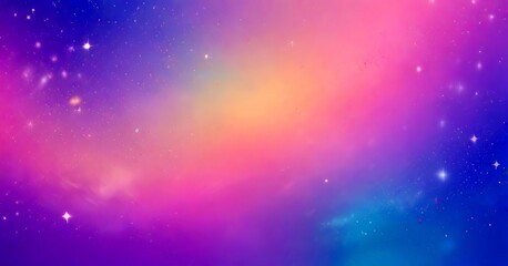 a vibrant, gradient-filled cosmic scene, with a gradient transitioning from pink to purple and blue to purple, dotted with twinkling stars