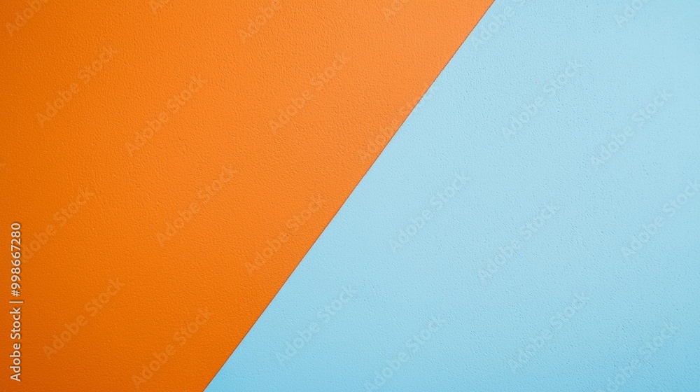 Poster background featuring a textured orange surface and a textured blue surface, creating a color block e