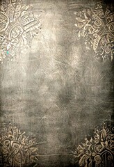 a dark, textured background with intricate, symmetrical floral patterns on either side, creating a sense of balance and harmony