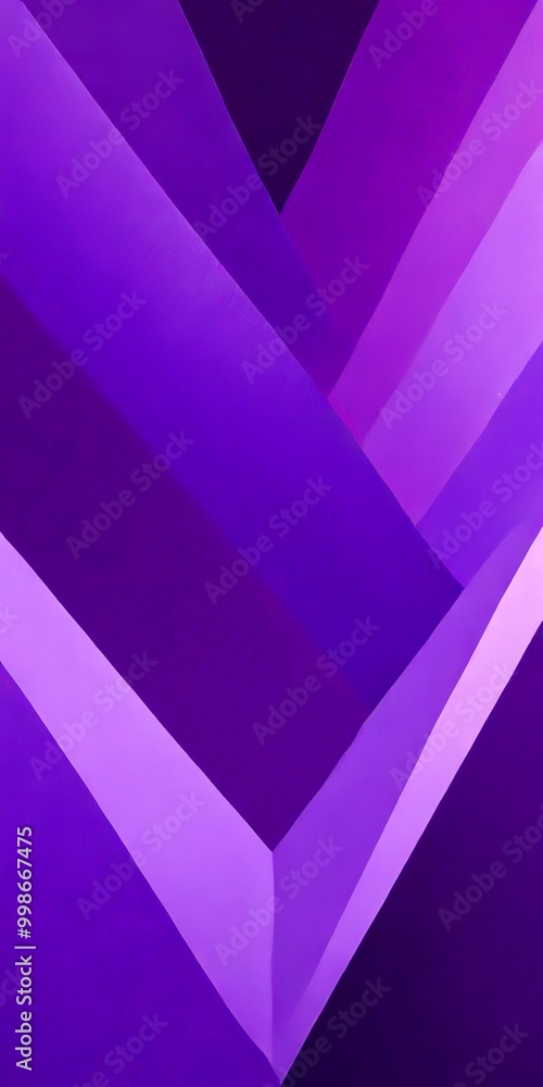 Poster an abstract composition featuring overlapping purple and pink triangles arranged in a diagonal pattern, creating a sense of depth and dimension