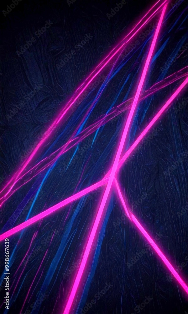 Aufkleber a dark background with a pattern of intersecting pink and blue neon lines, creating a dynamic and abstract visual effect