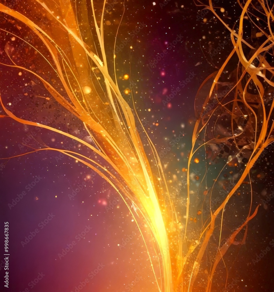 Poster a vibrant abstract composition with a gradient of warm colors, including shades of orange, yellow, a