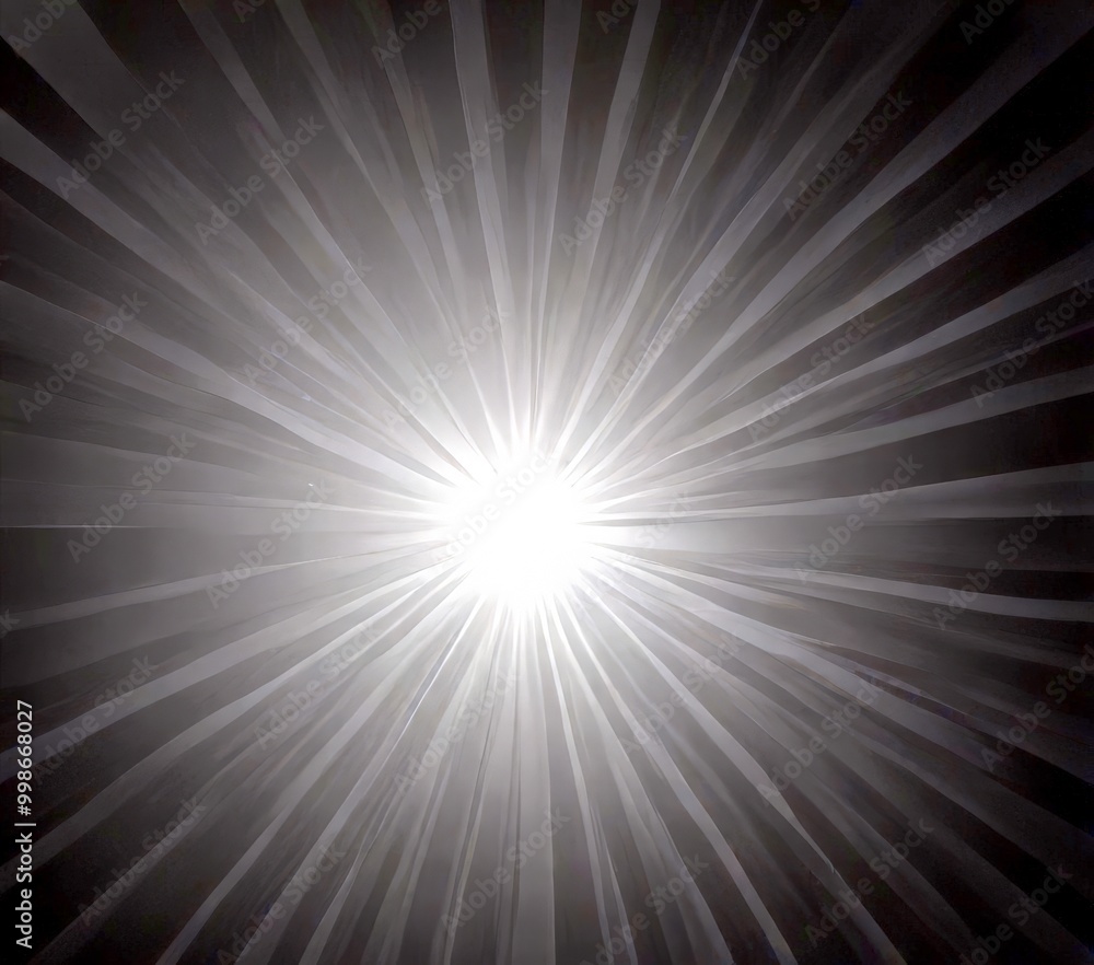 Poster a white, radiant burst of light against a gray background, creating a visually striking and abstract