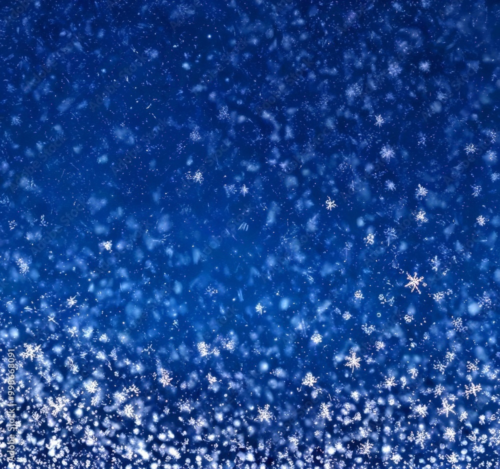 Poster a serene night sky filled with numerous snowflakes, each unique in its design, creating a captivatin
