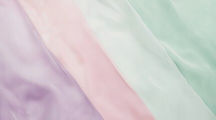 Flowing pastel fabric in pink, purple, and green creates elegant diagonal lines with a luxurious texture, adding romance and sophistication to designs