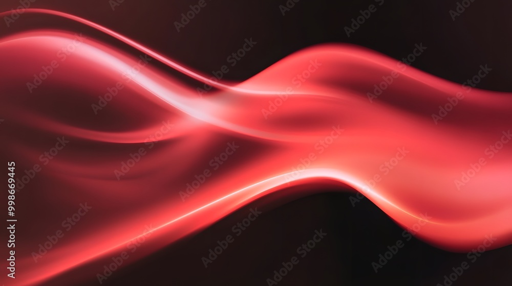 Poster abstract red waves shimmer against a dark background, creating a dynamic, fluid visual effect that s