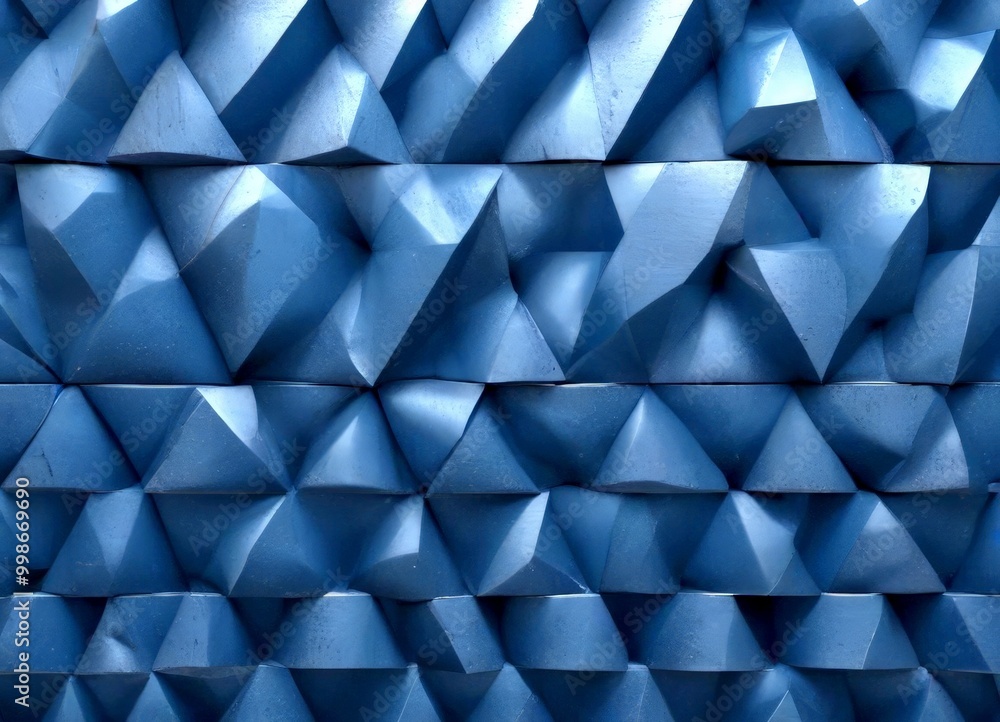 Aufkleber a close-up view textured surface composed of numerous triangular shapes in varying shades of blue, arranged in a repeating pattern