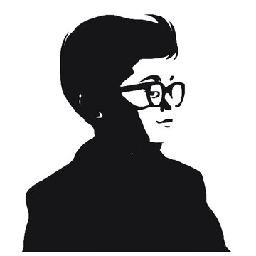 recommend clip art: kid wearing glasses and tie  silhouette vector illustration