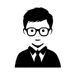 kid wearing glasses and tie  silhouette vector illustration