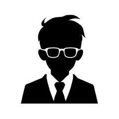 kid wearing glasses and tie  silhouette vector illustration