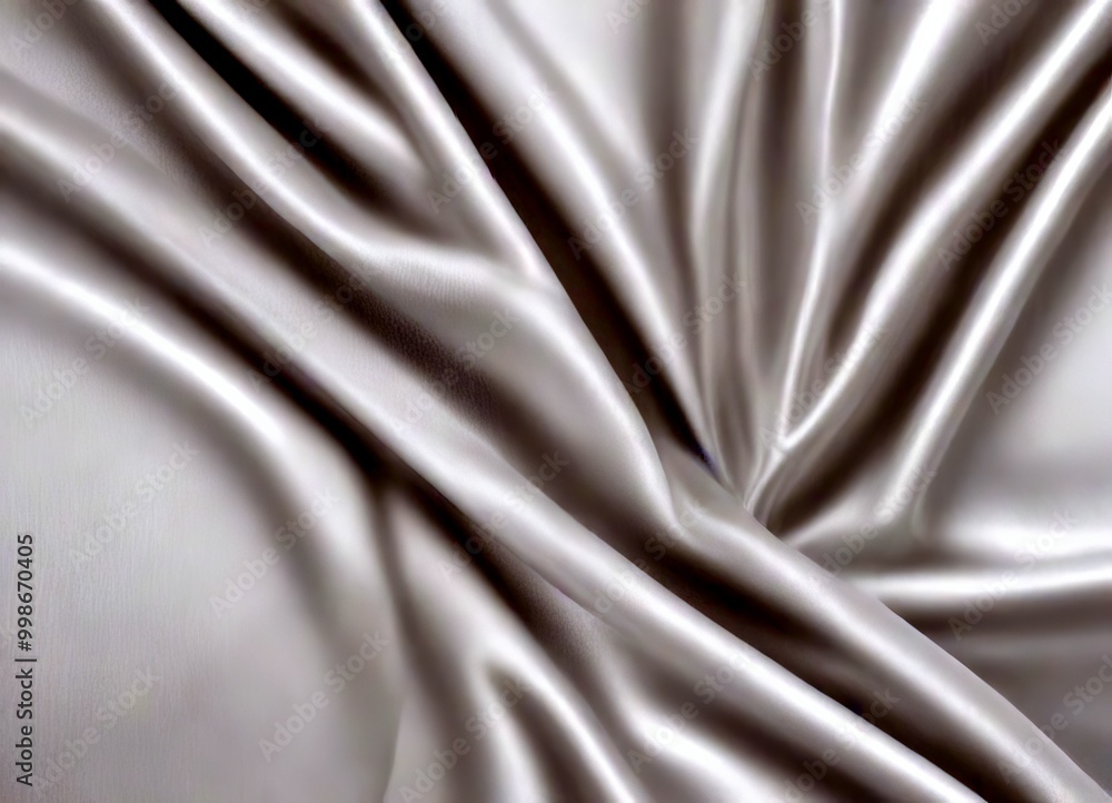 Poster a close-up view white satin fabric, with its folds and creases creating a textured and flowing appea