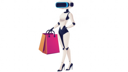 Virtual shopping assistant simple vector for Cyber Monday shopping and sales, PNG file, isolated on white, transparent background.