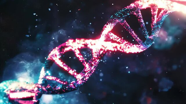 DNA Gene sequencing abstract design. Floating in space background, science, abstract, biology, biotechnology, molecular, health, genetic,  chemistry, medicine, chromosome, structure, helix