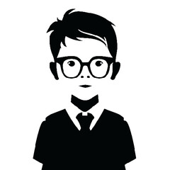 kid wearing glasses and tie  silhouette vector illustration