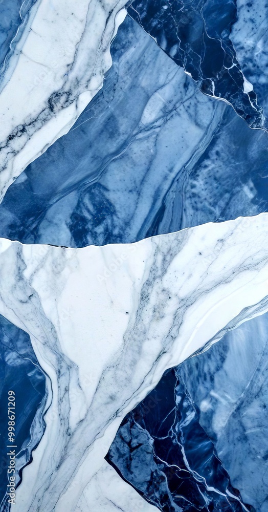 Poster a close-up view marble surface with a striking pattern of blue and white marble the marble exhibits 