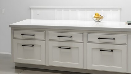 White kitchen cabinets with black hardware