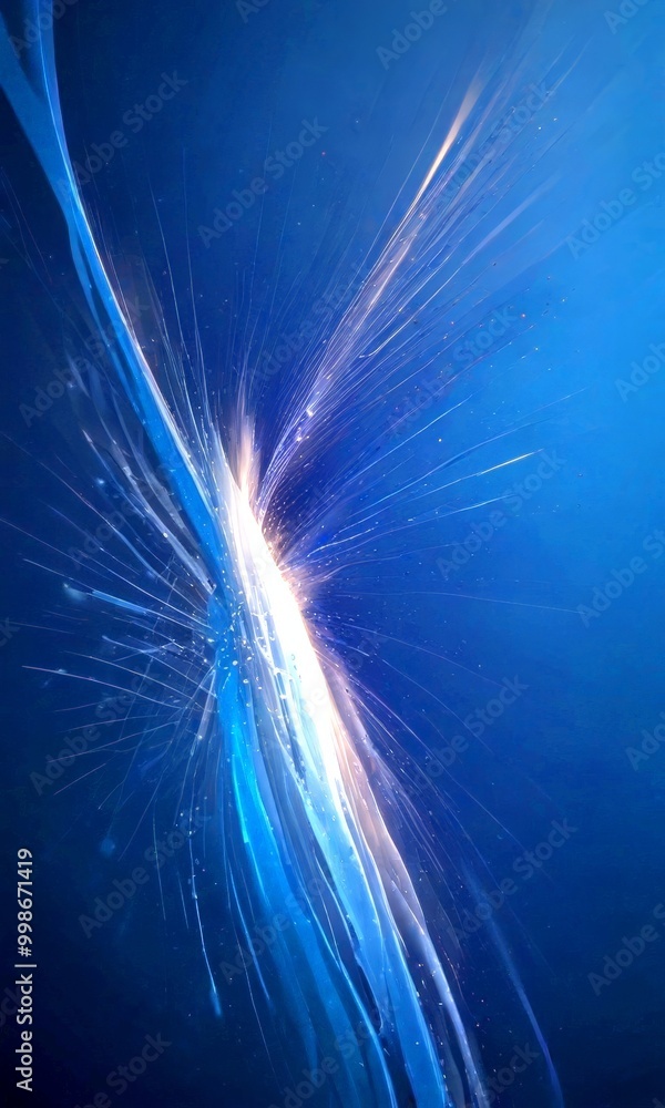 Aufkleber a striking abstract composition of blue and white lines and shapes, creating a sense of dynamic movement and energy