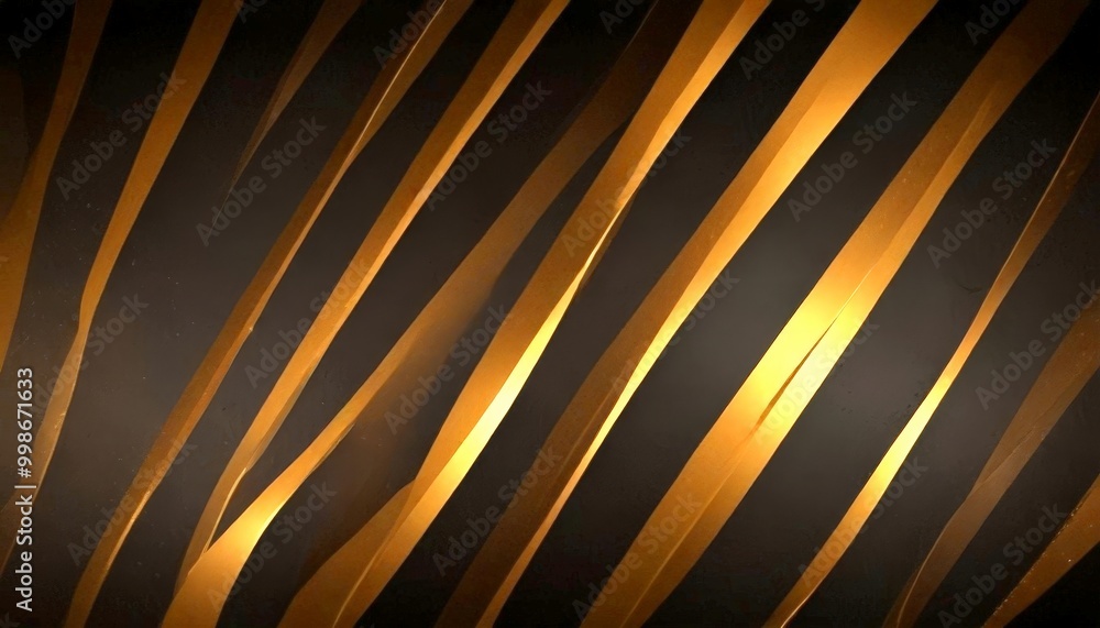 Fototapete a striking abstract pattern of diagonal lines in varying shades of gold and black, creating a sense of depth and movement