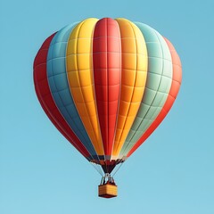 Naklejka premium Vibrant Hot Air Balloon Ascending into the Colorful Sky