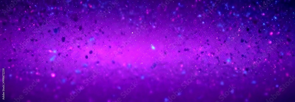 Aufkleber a purple background with scattered small white and blue dots, creating a sense of movement and energ