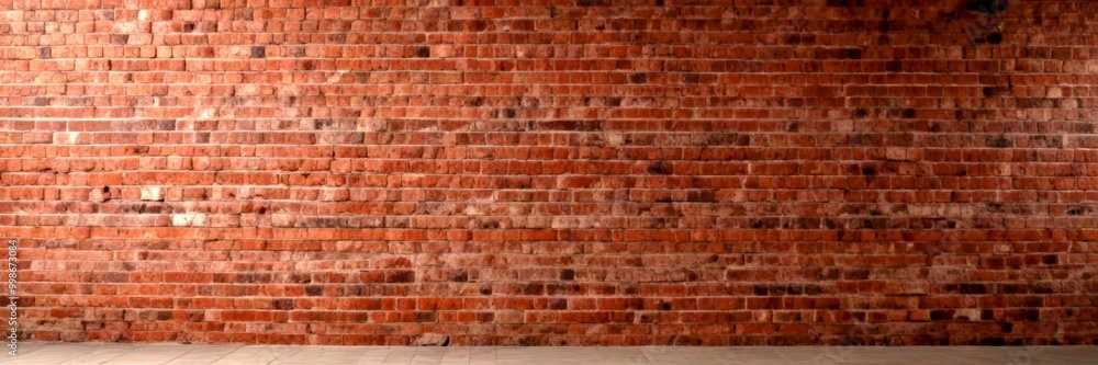 Poster A brick wall with a horizontal line running down the middle, creating a sense of symmetry and balance