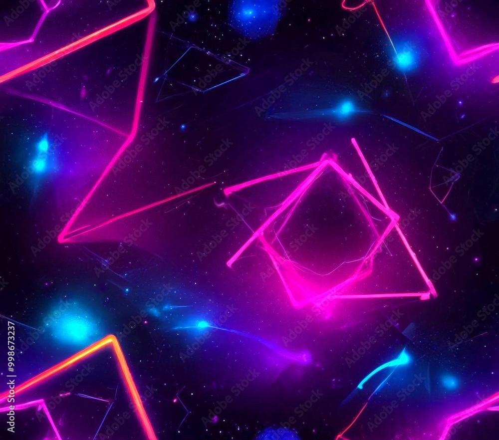 Aufkleber a vibrant, abstract pattern of neon-colored lines and shapes against a dark background, creating a dynamic and visually striking composition