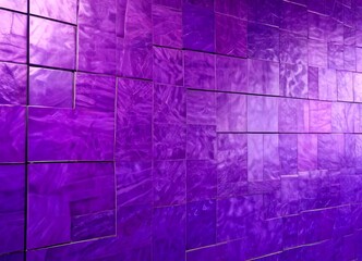 Obraz premium a close-up view wall covered in square tiles in a vibrant purple color The tiles are arranged in a grid-like pattern, creating a visually striking and textured surface
