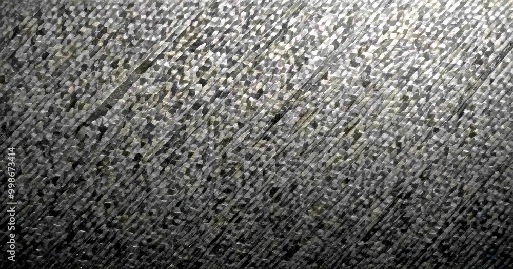 Poster a close-up view textured black surface, possibly a fabric or a piece of paper, with a diagonal pattern of small, irregularly shaped dots or lines