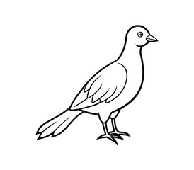 Black and white Bird line art vector on white background