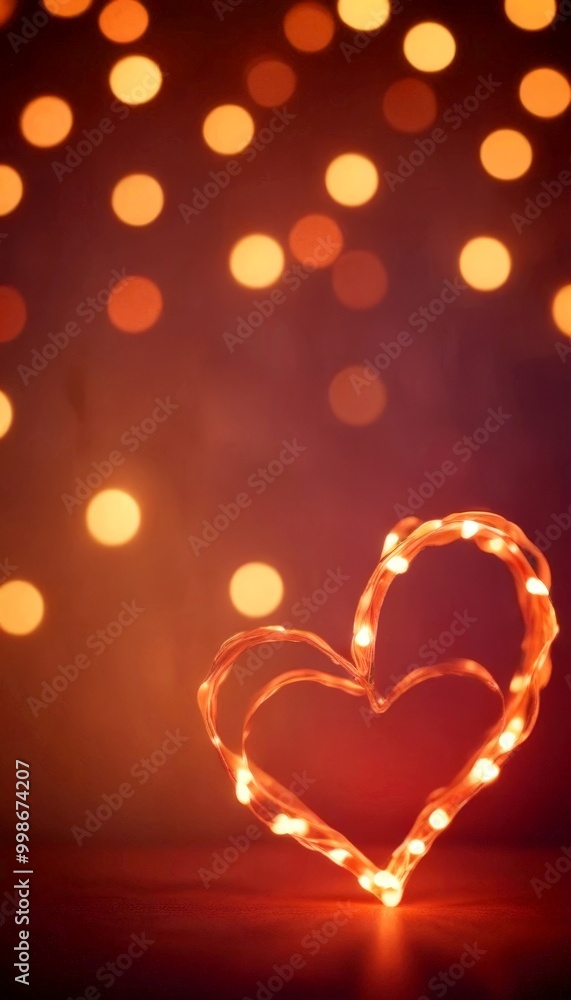 Poster a heart-shaped lighted ornament is displayed against a dark background with scattered, glowing light