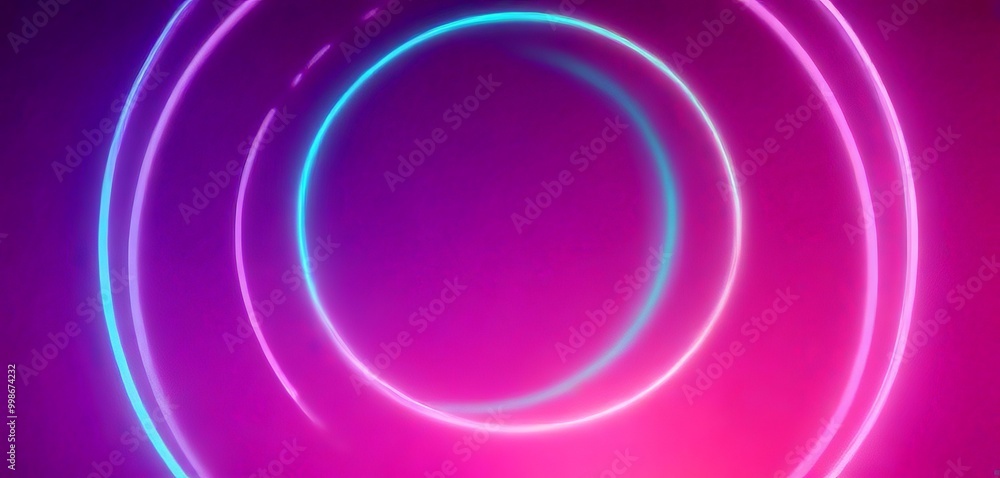 Leinwandbilder a circular pattern of neon-colored lines, with a gradient transitioning from a deep purple at the top to a lighter pink at the bottom The lines are arranged in a