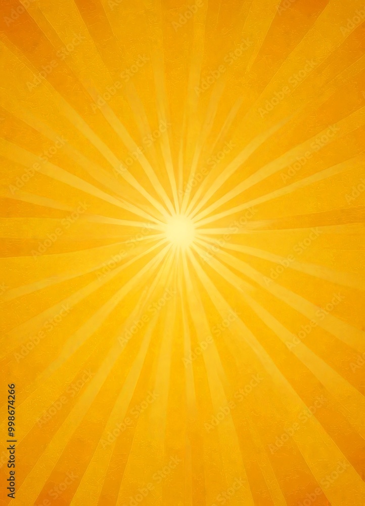 Poster a vibrant, sun-like radial pattern with radiating lines of varying shades of yellow, creating a sens