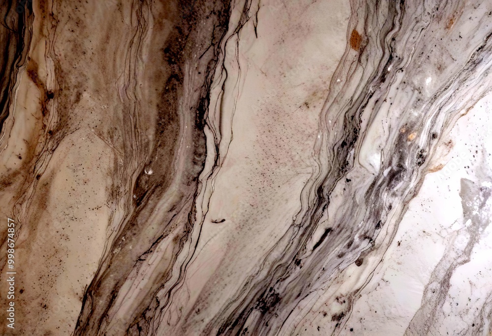 Poster a close-up view marble surface with a swirling pattern of gray and white marble