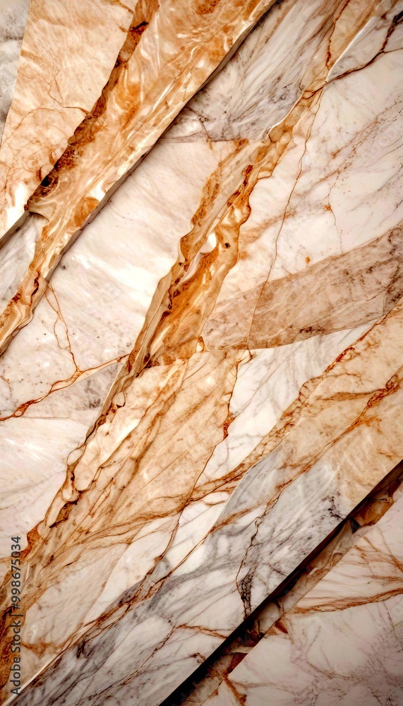 Poster a close-up view marble surface with a diagonal pattern of light and dark beige and white marble