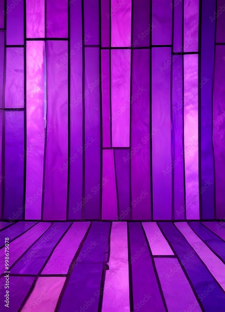 Poster a purple-colored wall with vertical panels arranged in a grid-like pattern, creating a visually striking and abstract design