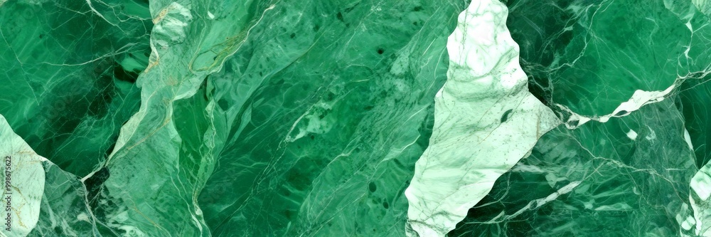 Poster a close-up view marble surface with a greenish-blue hue, featuring a pattern of irregularly shaped w