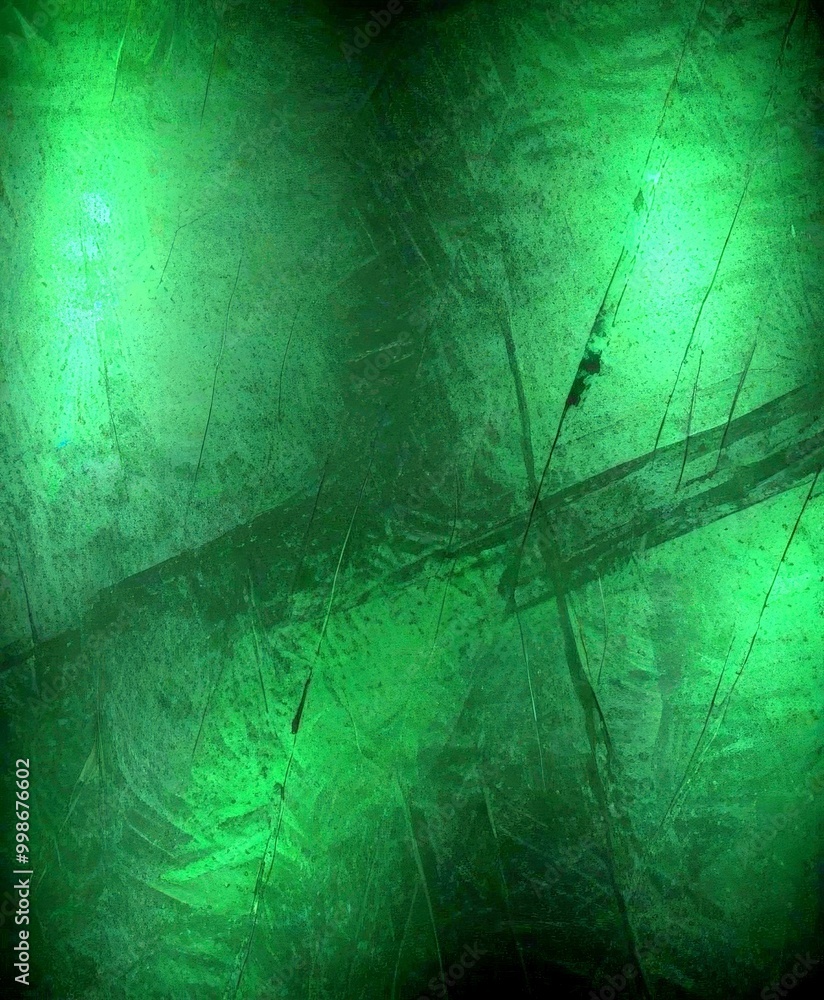 Aufkleber a dark, moody green background with a subtle pattern of intersecting lines and a faint, glowing light source on the left side