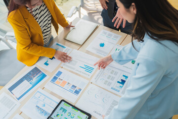 ESG environmental social governance ideas shring business discuss eco-friendly company meeting with business people implementing environmental protection for clean and sustainable future ecology