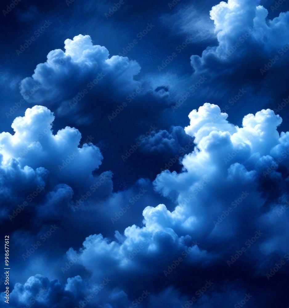 Poster a dramatic sky filled with dark, ominous clouds, creating a sense of foreboding and mystery