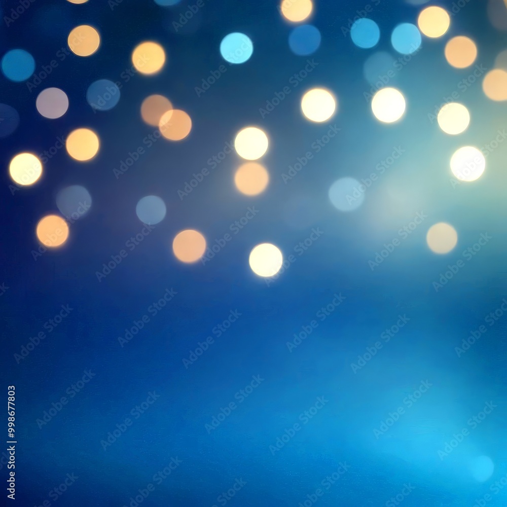 Poster a gradient of blue and white lights, creating a bokeh effect the lights are scattered across the fra