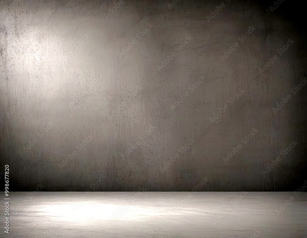 Aufkleber a dark, empty room with a concrete floor and a single light source on the left side