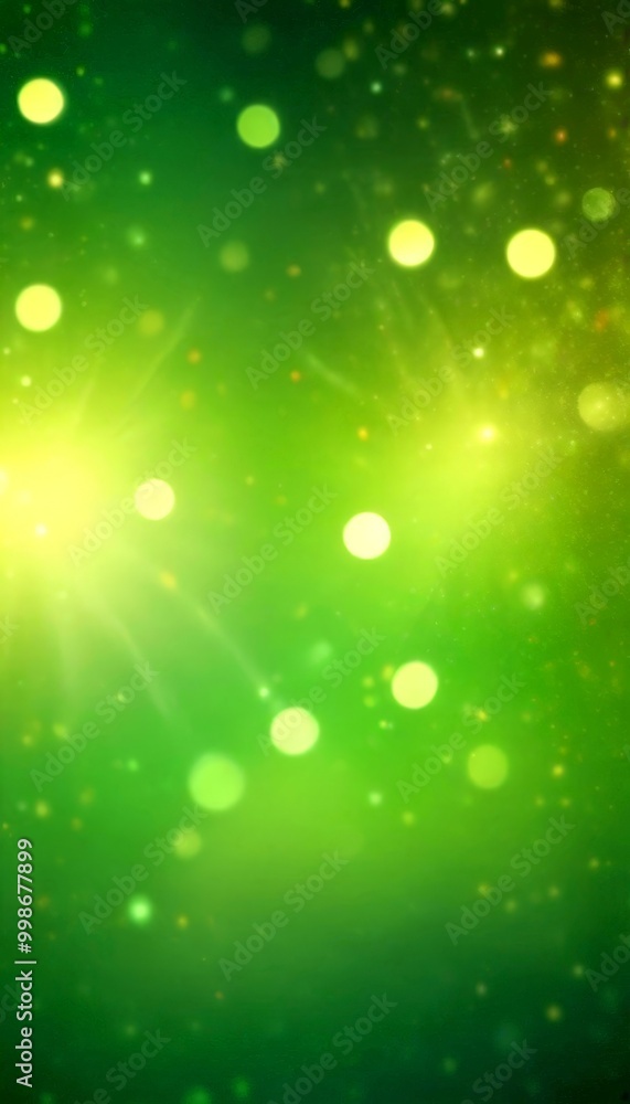 Poster a vibrant green background with numerous small white circles scattered throughout, creating a sense 
