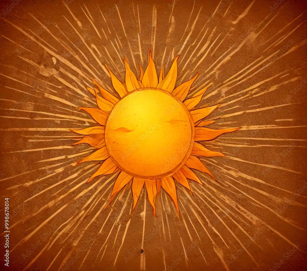 Poster the sun, a symbol of life and light, radiates warmth and energy from its center, surrounded by a pat