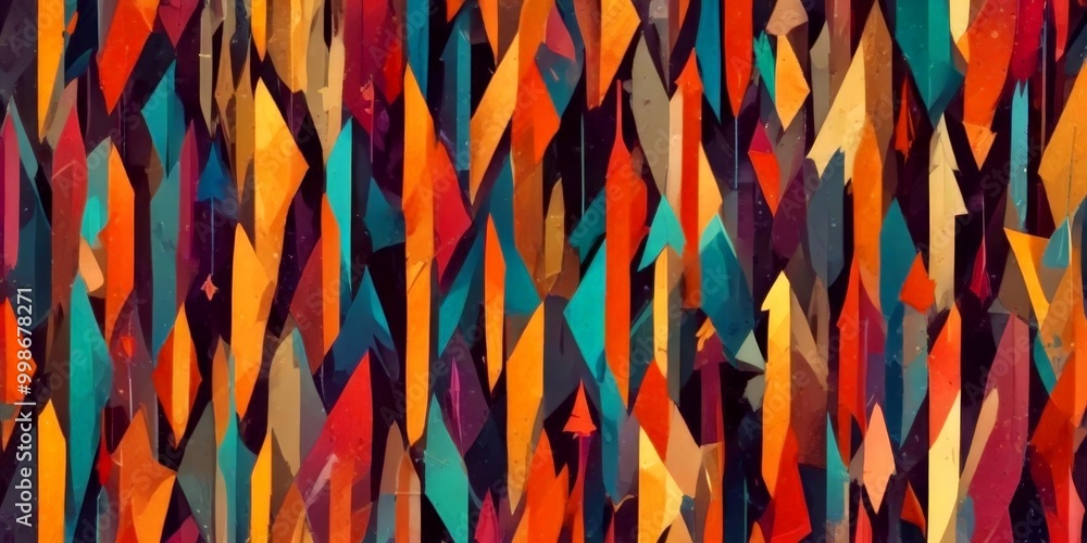 Fototapete a digital illustration featuring a vibrant abstract pattern composed of numerous overlapping triangl