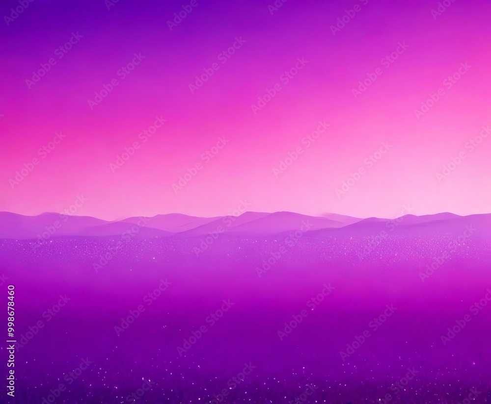 Poster a serene landscape with a gradient sky transitioning from deep purple to lighter pink, featuring a b