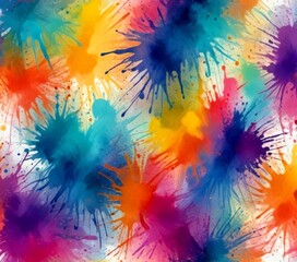 Obraz premium a vibrant abstract pattern composed of splashes of various colors, including blue, orange, yellow, and pink, against a white background
